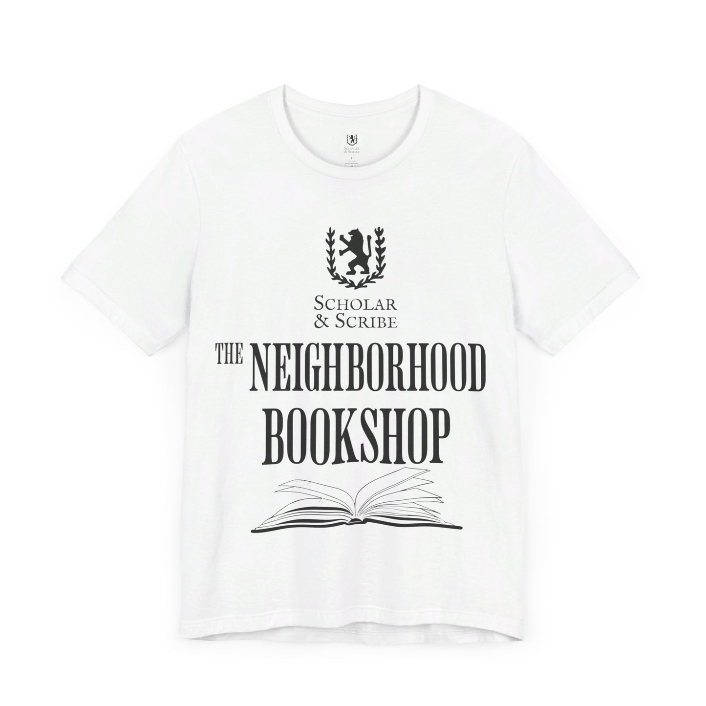 Scholar & Scribe "Neighborhood Bookshop" Unisex Jersey Short Sleeve Tee