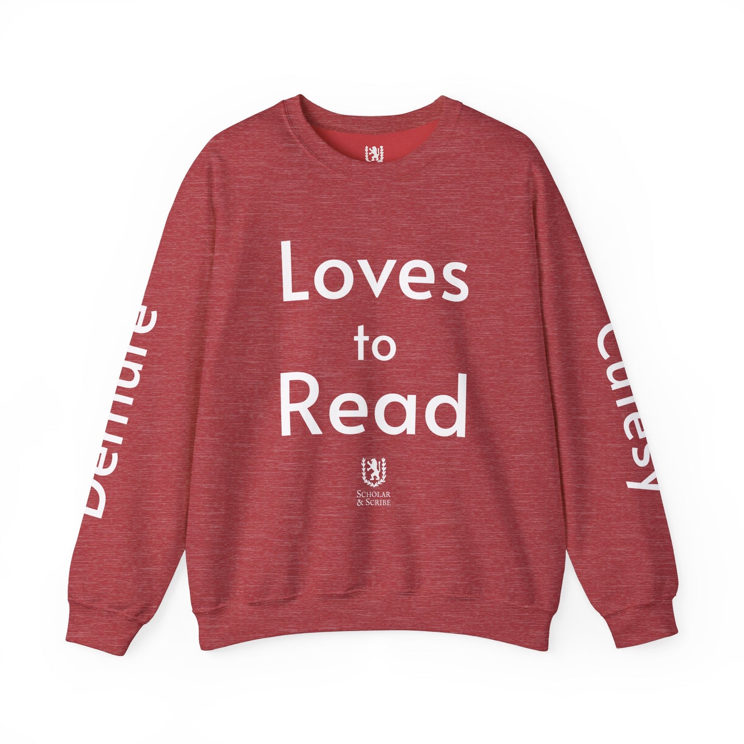 Loves to Read - Cutesy, Mindful, Demure Unisex Heavy Blend™ Crewneck Sweatshirt