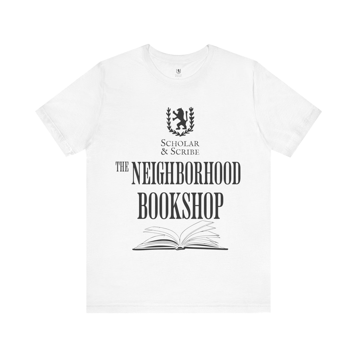Scholar & Scribe "Neighborhood Bookshop" Unisex Jersey Short Sleeve Tee