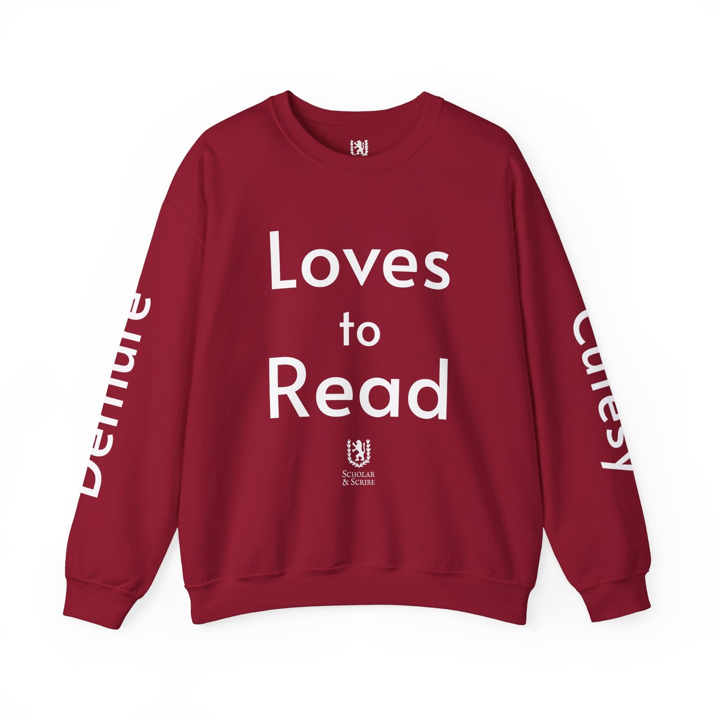 Loves to Read - Cutesy, Mindful, Demure Unisex Heavy Blend™ Crewneck Sweatshirt