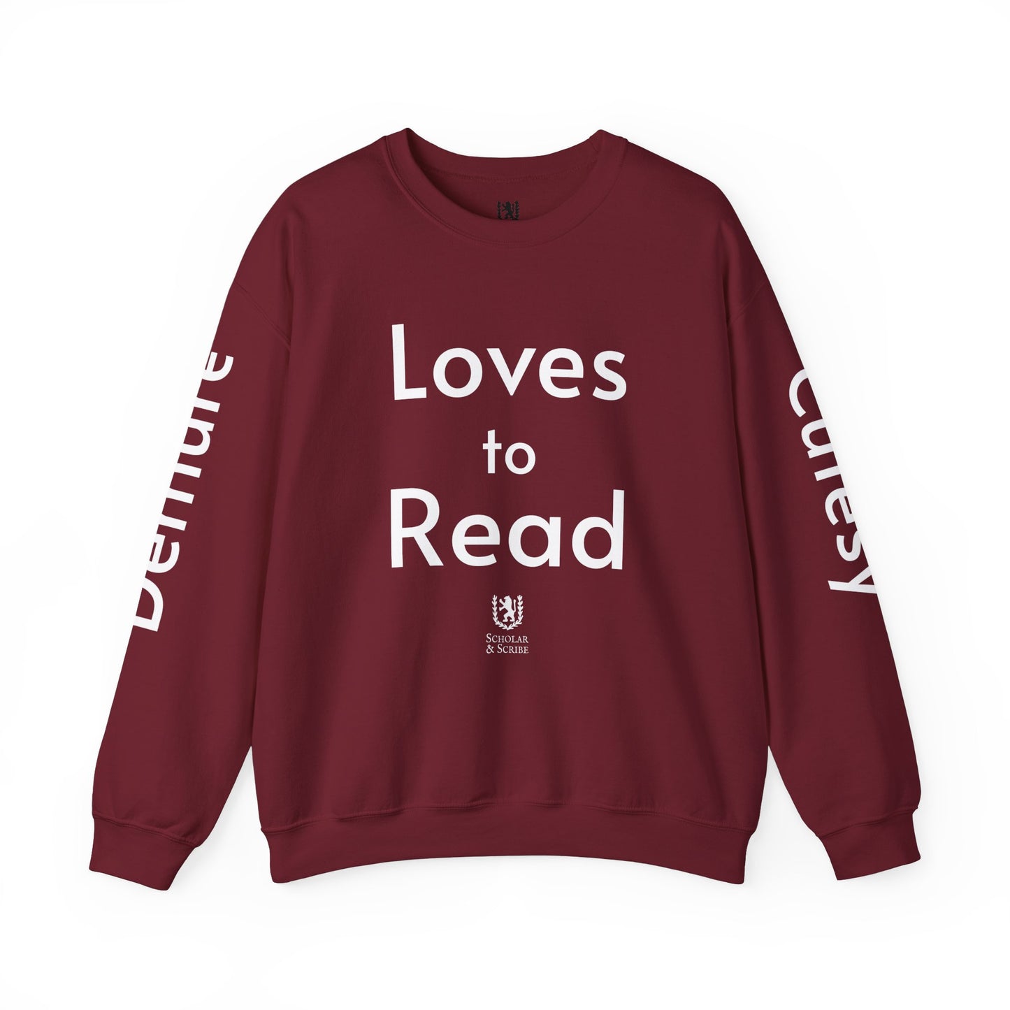Loves to Read - Cutesy, Mindful, Demure Unisex Heavy Blend™ Crewneck Sweatshirt