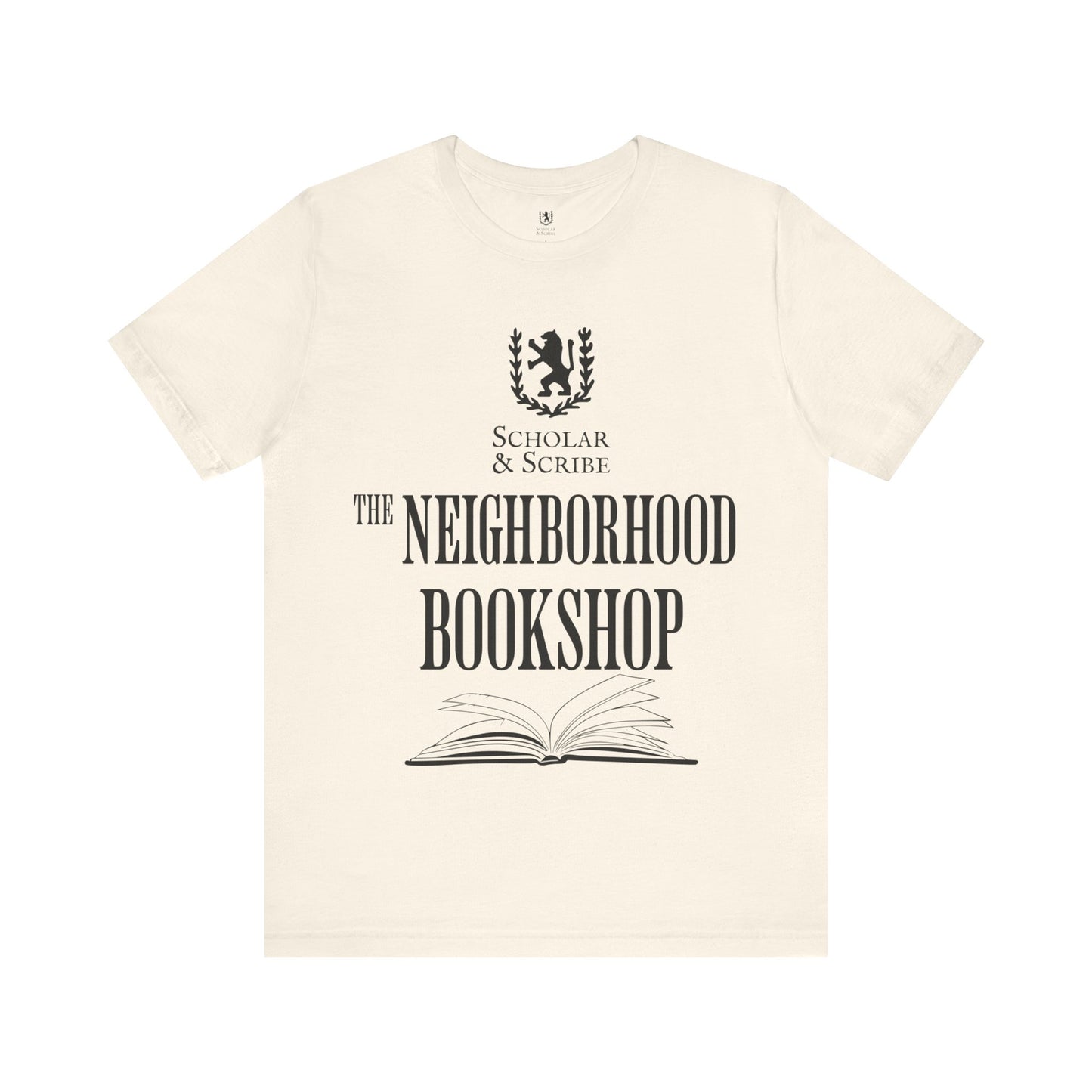 Scholar & Scribe "Neighborhood Bookshop" Unisex Jersey Short Sleeve Tee