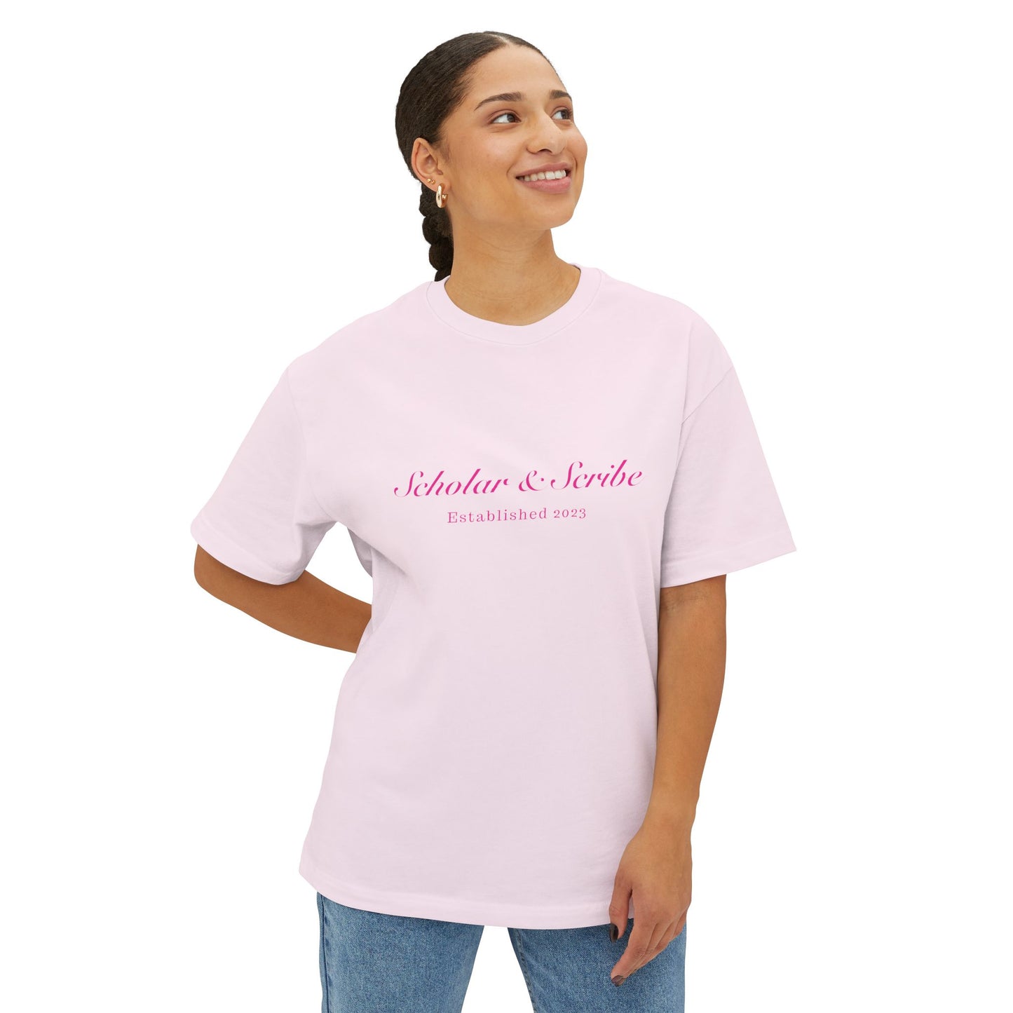 Scholar & Scribe Established 2023 Unisex Oversized Boxy Tee