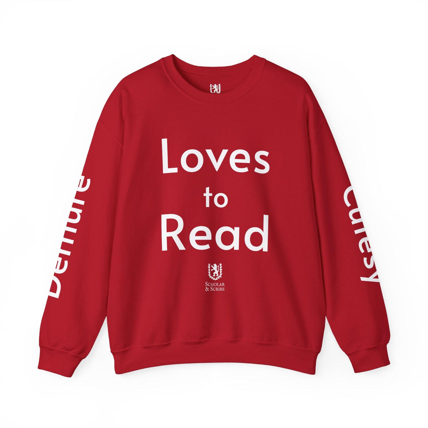 Loves to Read - Cutesy, Mindful, Demure Unisex Heavy Blend™ Crewneck Sweatshirt