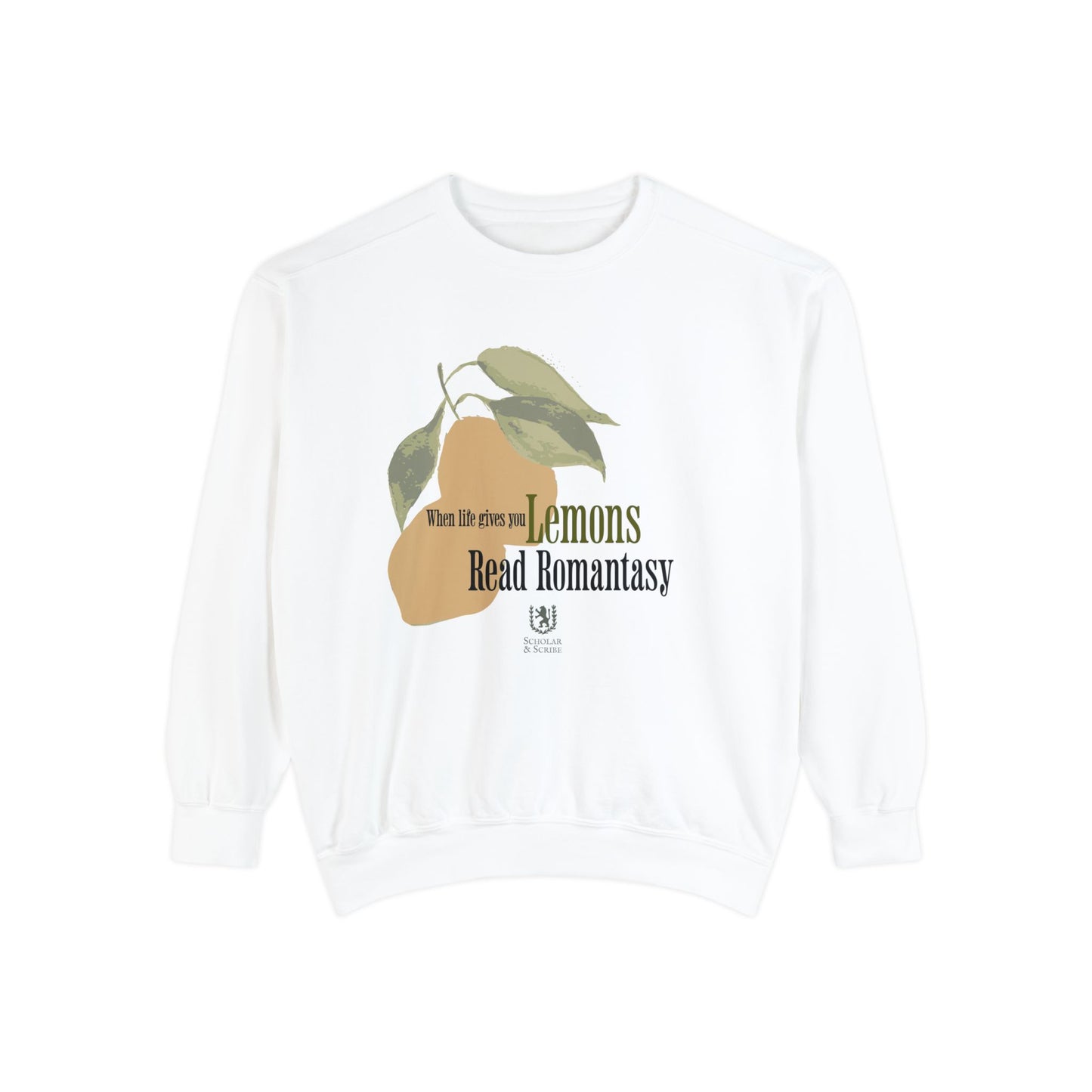 Scholar & Scribe "When Life Gives you Lemons, Read Romantasy" Watercolor Art Unisex Garment-Dyed Sweatshirt