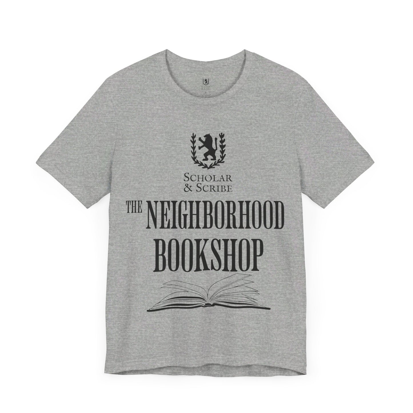 Scholar & Scribe "Neighborhood Bookshop" Unisex Jersey Short Sleeve Tee