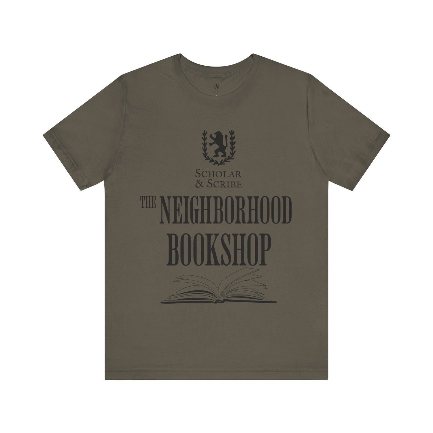 Scholar & Scribe "Neighborhood Bookshop" Unisex Jersey Short Sleeve Tee
