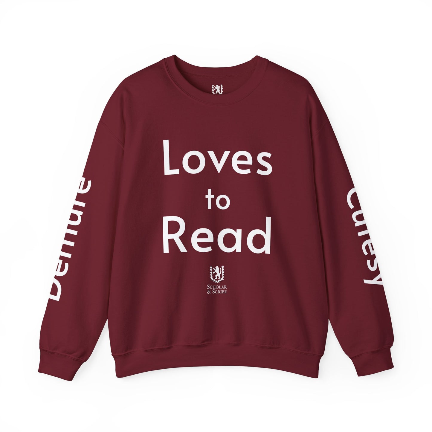 Loves to Read - Cutesy, Mindful, Demure Unisex Heavy Blend™ Crewneck Sweatshirt