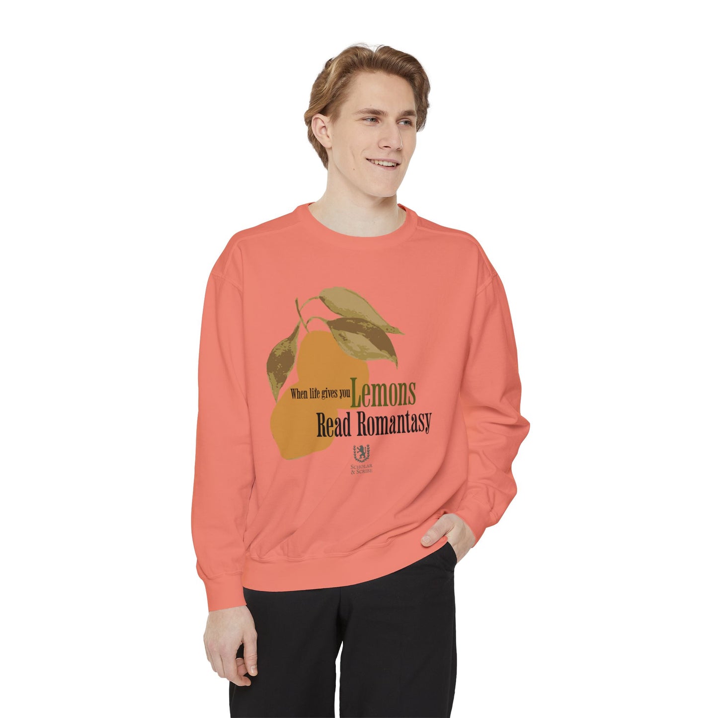 Scholar & Scribe "When Life Gives you Lemons, Read Romantasy" Watercolor Art Unisex Garment-Dyed Sweatshirt