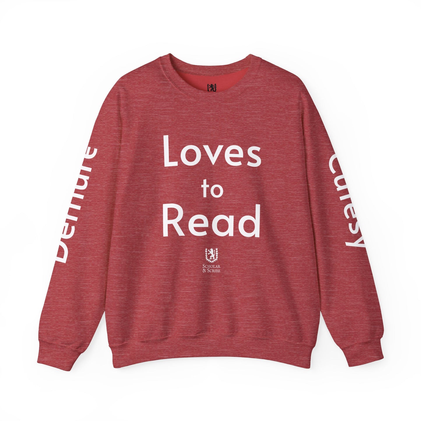 Loves to Read - Cutesy, Mindful, Demure Unisex Heavy Blend™ Crewneck Sweatshirt