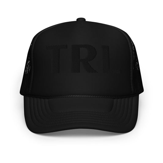 TRL Embroidered Trucker Hat - Black Puffy Letters