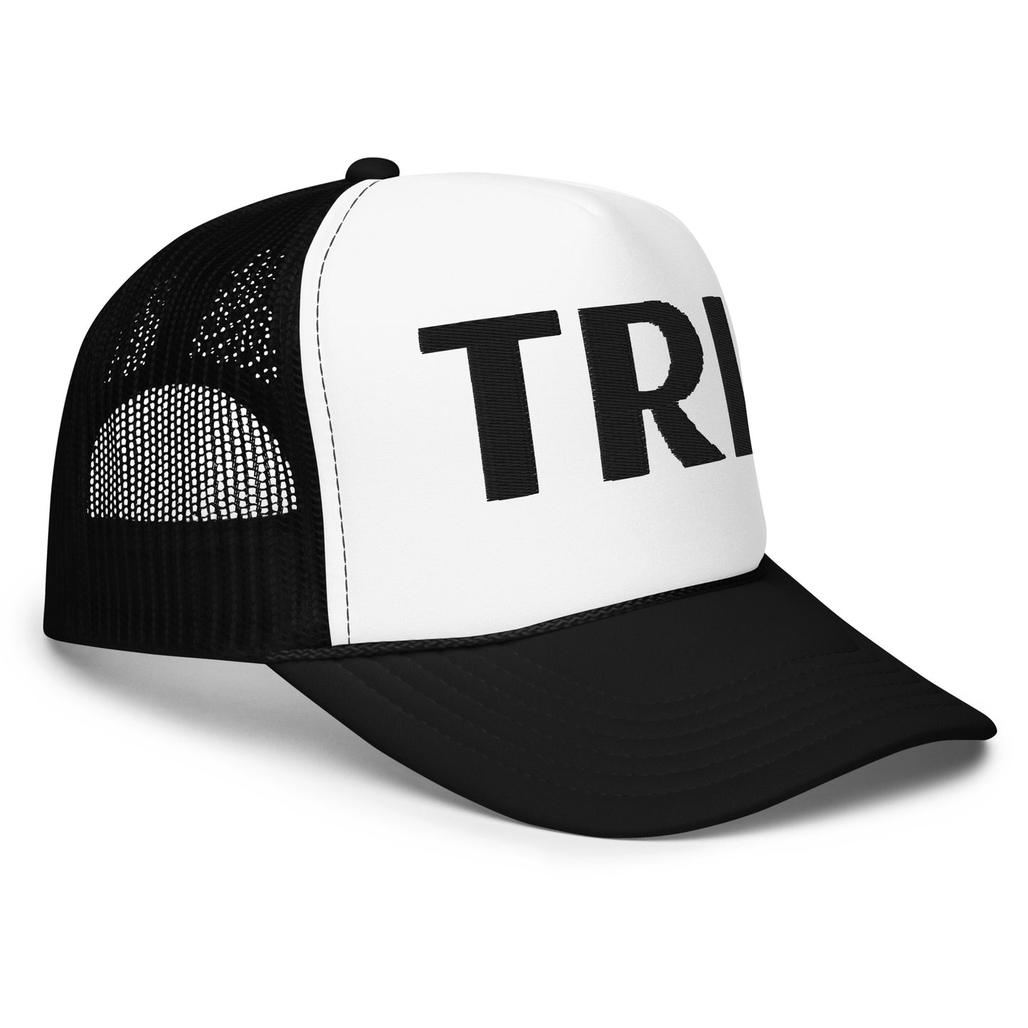 TRL Embroidered Trucker Hat - Black Puffy Letters