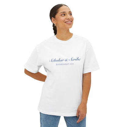 Scholar & Scribe Established 2023 Unisex Oversized Boxy Tee