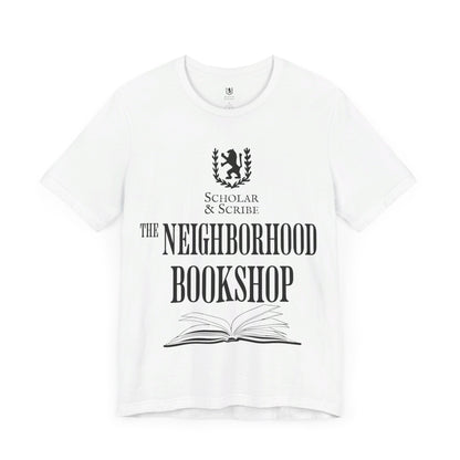 Scholar & Scribe "Neighborhood Bookshop" Unisex Jersey Short Sleeve Tee