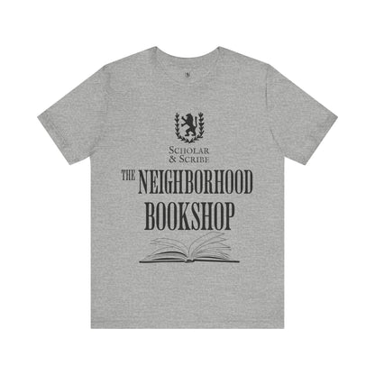 Scholar & Scribe "Neighborhood Bookshop" Unisex Jersey Short Sleeve Tee