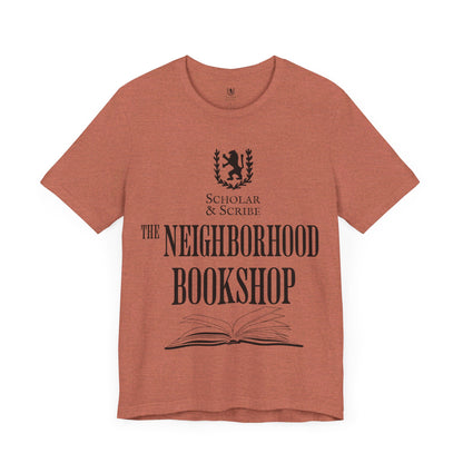 Scholar & Scribe "Neighborhood Bookshop" Unisex Jersey Short Sleeve Tee