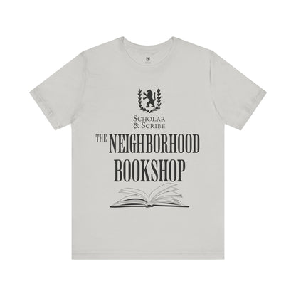 Scholar & Scribe "Neighborhood Bookshop" Unisex Jersey Short Sleeve Tee