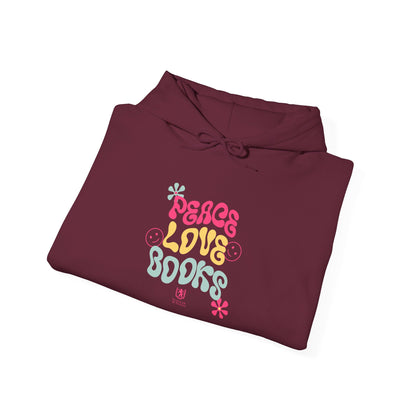Scholar & Scribe "Peace, Love, Books" Unisex Heavy Blend™ Hooded Sweatshirt