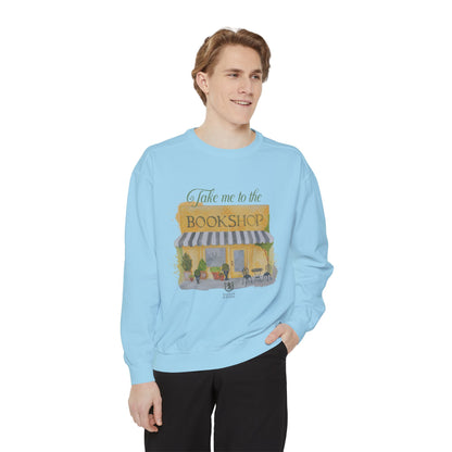 Scholar & Scribe "Take Me to the Bookstore" Watercolor Art Unisex Garment-Dyed Sweatshirt
