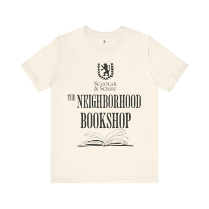 Scholar & Scribe "Neighborhood Bookshop" Unisex Jersey Short Sleeve Tee