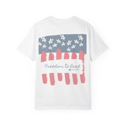 Freedom to Read T-Shirt — American Flag Heart Back Graphic