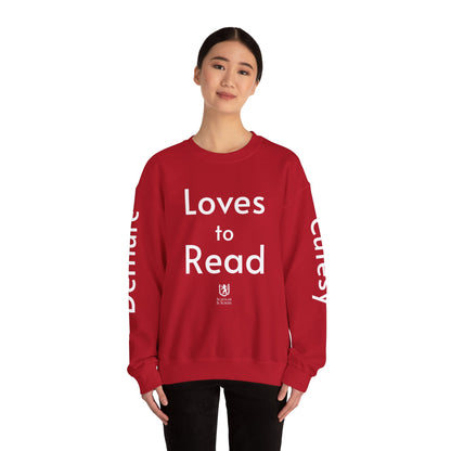 Loves to Read - Cutesy, Mindful, Demure Unisex Heavy Blend™ Crewneck Sweatshirt