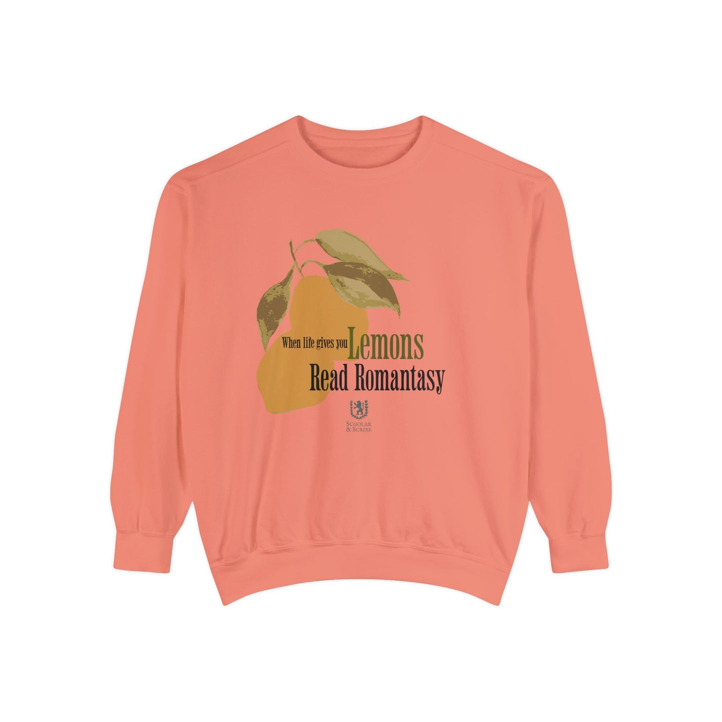 Scholar & Scribe "When Life Gives you Lemons, Read Romantasy" Watercolor Art Unisex Garment-Dyed Sweatshirt