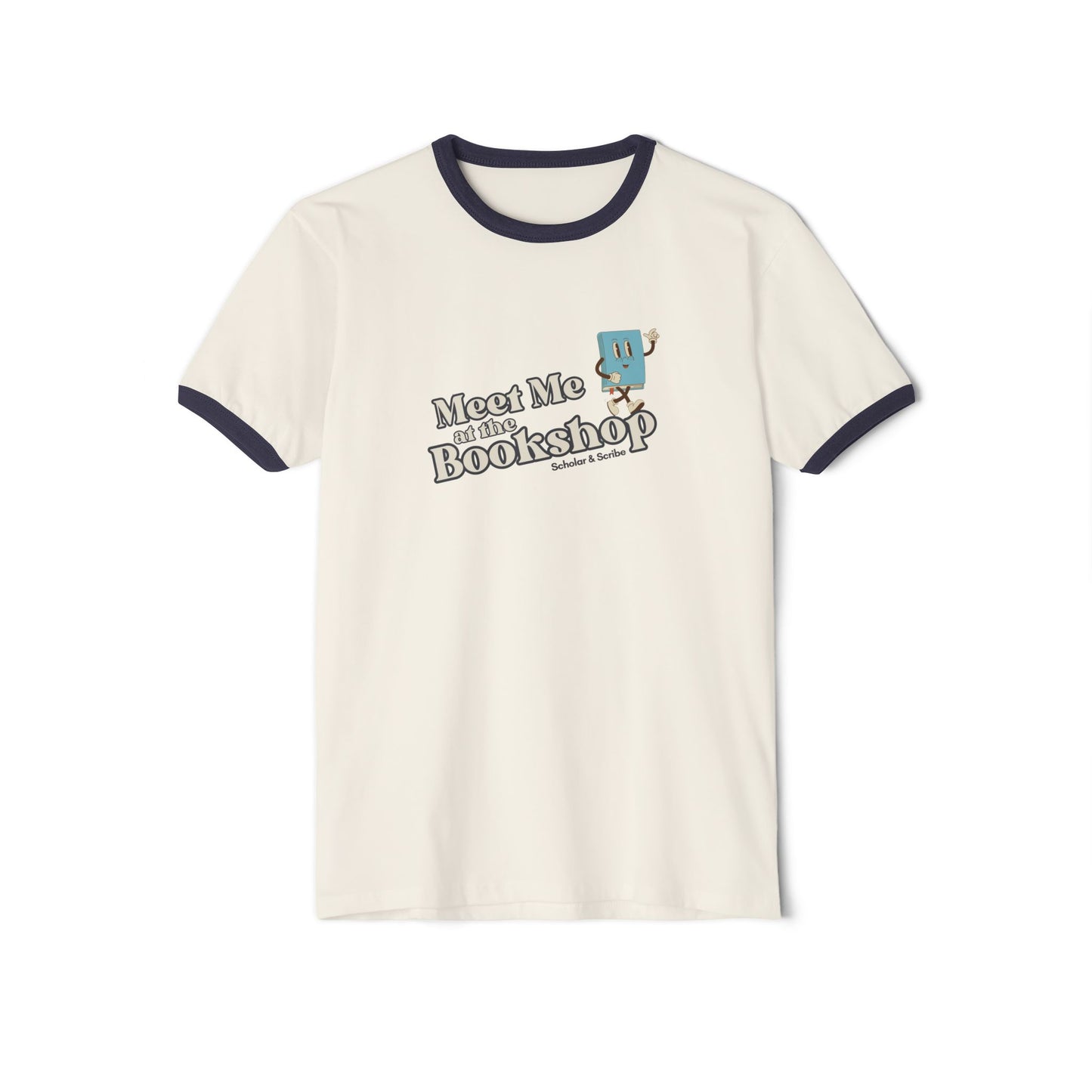 Retro Bookshop Unisex Ringer T-Shirt