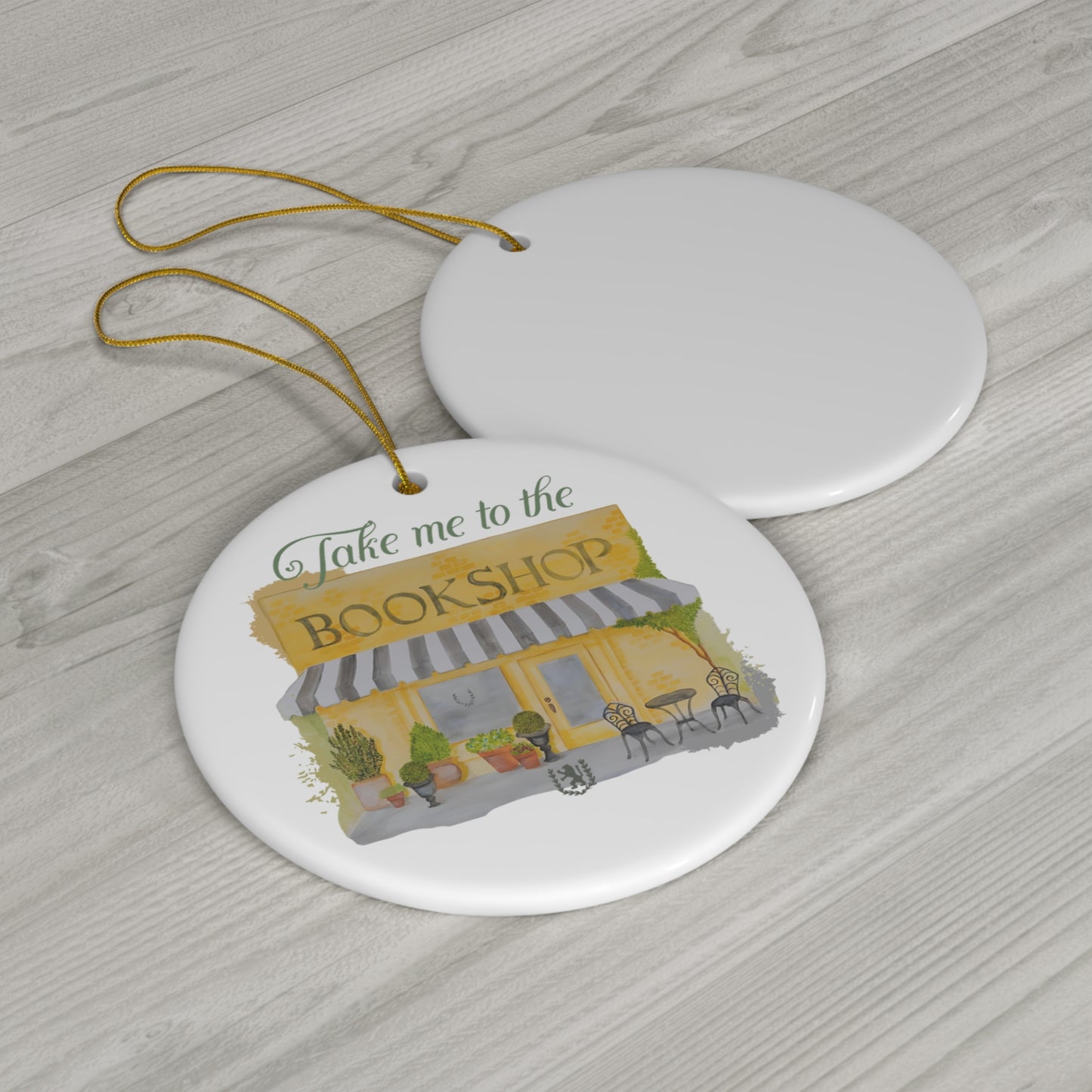 "Take Me to the Bookshop" Ceramic Christmas Tree Ornament for the Holidays