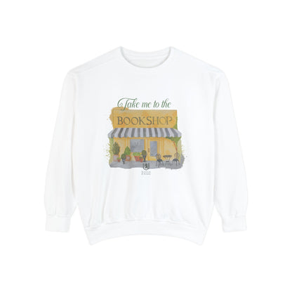 Scholar & Scribe "Take Me to the Bookstore" Watercolor Art Unisex Garment-Dyed Sweatshirt