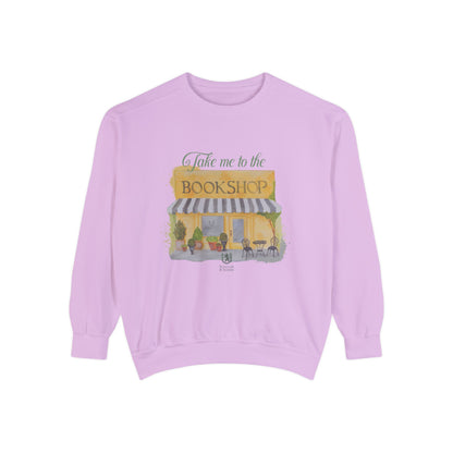 Scholar & Scribe "Take Me to the Bookstore" Watercolor Art Unisex Garment-Dyed Sweatshirt