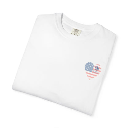 Freedom to Read T-Shirt — American Flag Heart Back Graphic