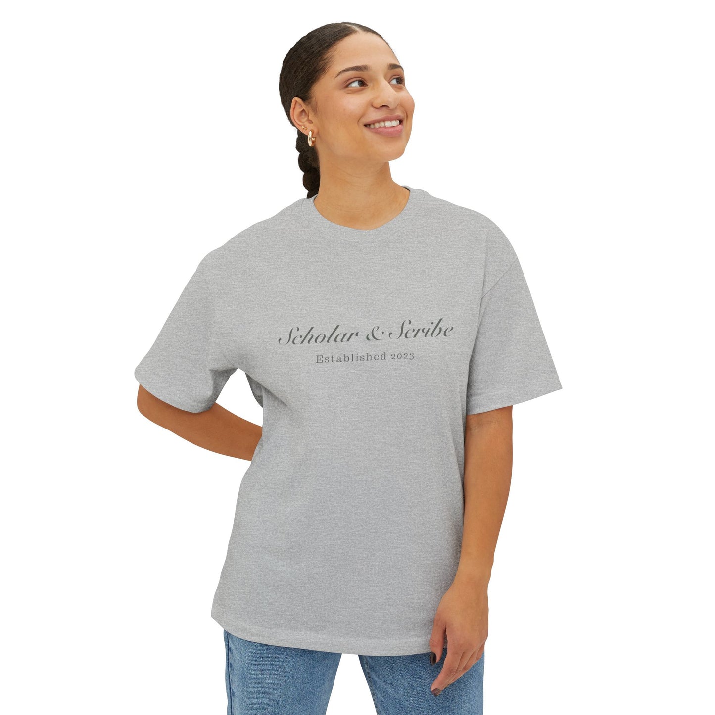 Scholar & Scribe Established 2023 Unisex Oversized Boxy Tee