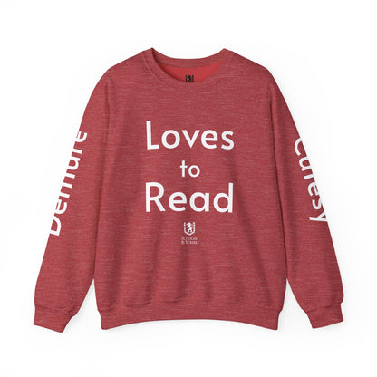 Loves to Read - Cutesy, Mindful, Demure Unisex Heavy Blend™ Crewneck Sweatshirt