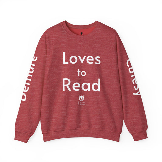 Loves to Read - Cutesy, Mindful, Demure Unisex Heavy Blend™ Crewneck Sweatshirt