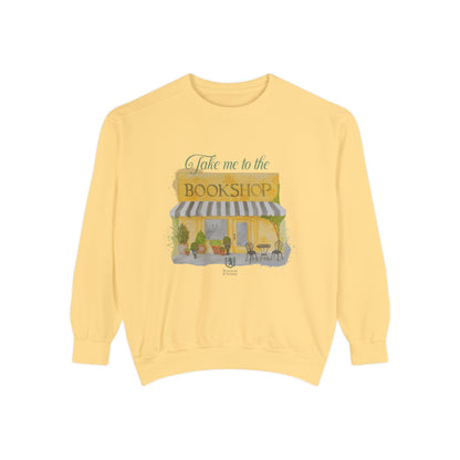 Scholar & Scribe "Take Me to the Bookstore" Watercolor Art Unisex Garment-Dyed Sweatshirt