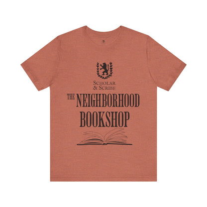 Scholar & Scribe "Neighborhood Bookshop" Unisex Jersey Short Sleeve Tee