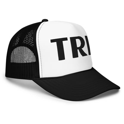TRL Embroidered Trucker Hat - Black Puffy Letters